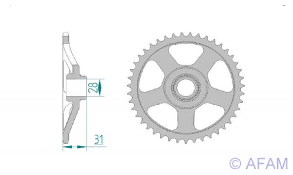 Kettenrad Stahl Teilung 415, Zähne 44