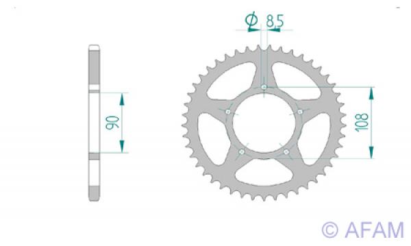 Kettenrad Stahl Teilung 520, Zähne 46