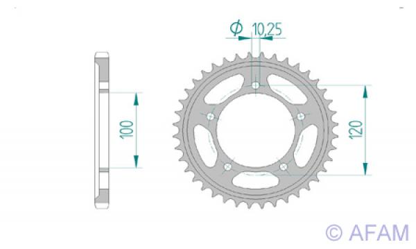 Kettenrad Stahl Teilung 525, Zähne 43