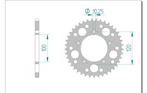 AFAM Kettenrad Alu Teilung 525, Zähne 40