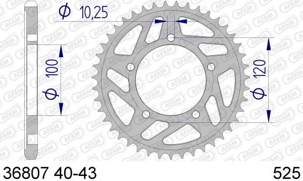 AFAM Kettenrad Alu Teilung 525, Zähne 40