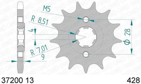 Antriebsritzel, Ritzel Teilung 428, 13 Zähne