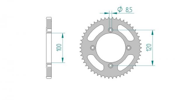 Kettenrad Stahl Teilung 428, Zähne 50