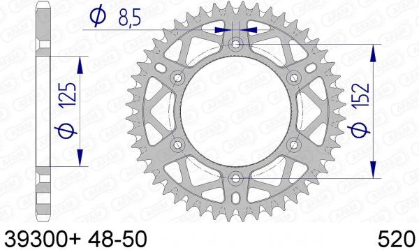 AFAM Schlamm Kettenrad Alu Teilung 520, Zähne 48