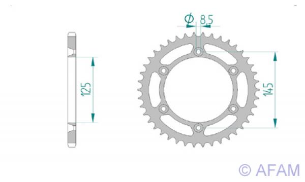 Kettenrad Stahl Teilung 520, Zähne 46