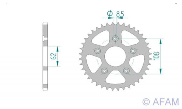 Kettenrad Stahl Teilung 520, Zähne 38