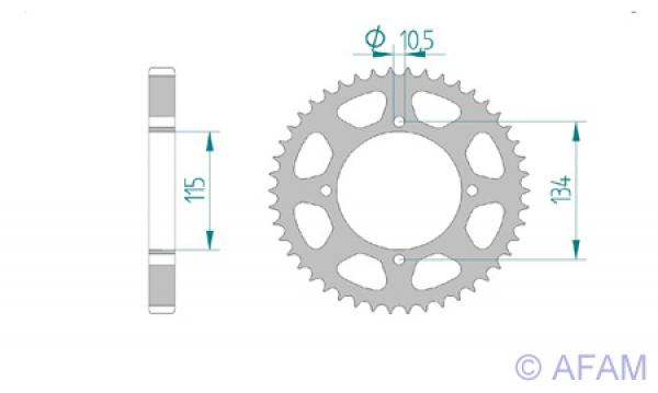 Kettenrad Stahl Teilung 530, Zähne 46