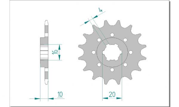Antriebsritzel, Ritzel Teilung 415, 16 Zähne