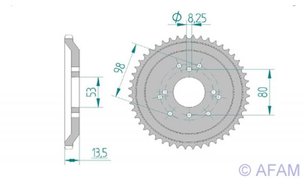 Kettenrad Stahl Teilung 420, Zähne 48