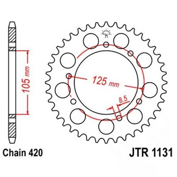 Kettenrad Stahl Teilung 420, Zähne 52