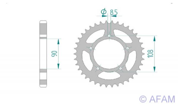 Kettenrad Stahl Teilung 530, Zähne 47