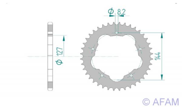 Kettenrad Stahl Teilung 520, Zähne 37