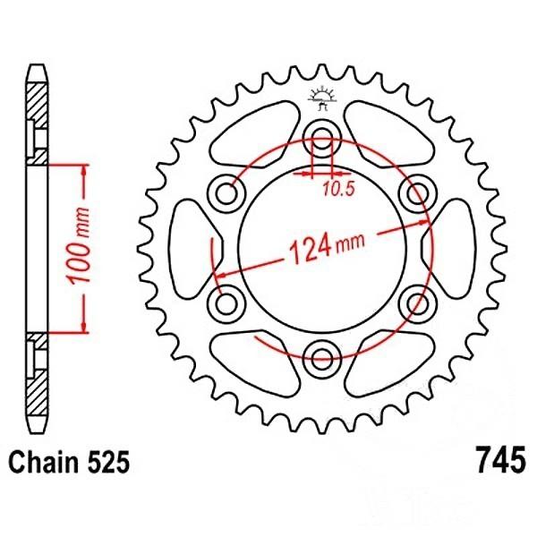 Kettenrad Stahl Teilung 525, Zähne 43