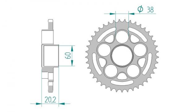 Kettenrad Stahl Teilung 520, Zähne 41