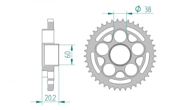 Kettenrad Stahl Teilung 525, Zähne 41