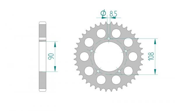 AFAM Kettenrad Alu Teilung 530, Zähne 40