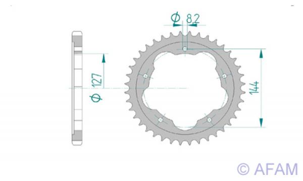 AFAM Kettenrad Alu Teilung 525, Zähne 39