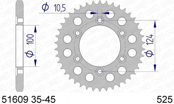 AFAM Kettenrad Alu Teilung 525, Zähne 37