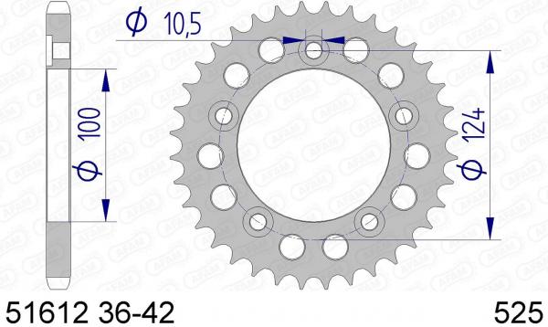 AFAM Kettenrad Alu Teilung 525, Zähne 39