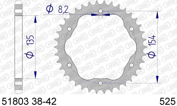 AFAM Kettenrad Alu Teilung 525 PCD1098, Zähne 42