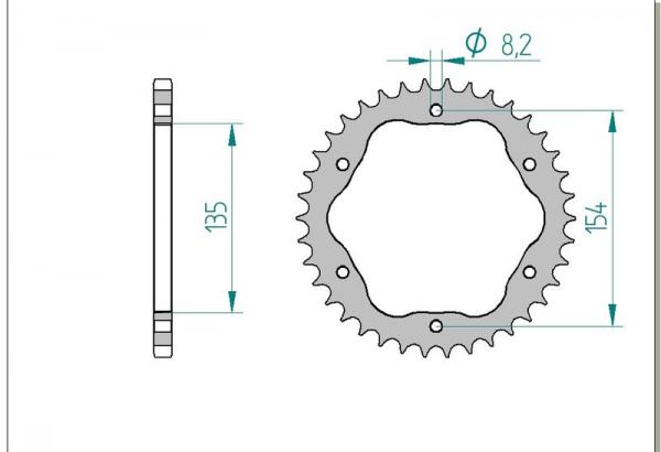 AFAM Kettenrad Alu Teilung 520 PCD1098, Zähne 39