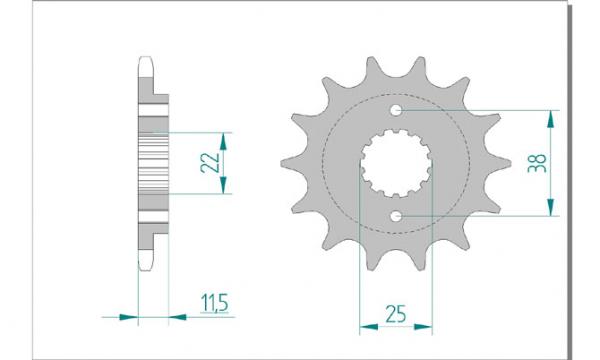 Antriebsritzel, Ritzel Teilung 520, 14 Zähne