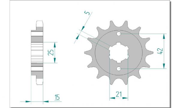 Antriebsritzel, Ritzel Teilung 530, 15 Zähne