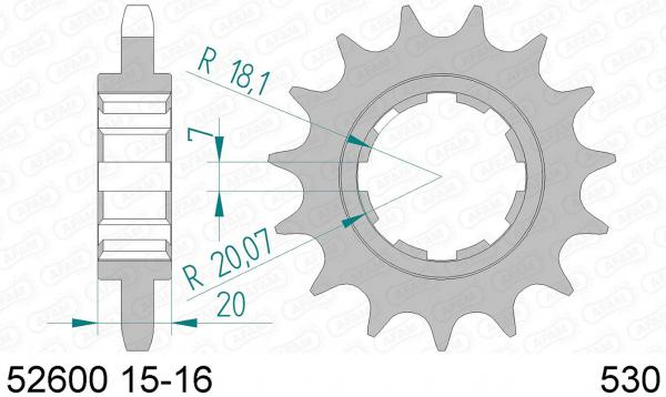 Antriebsritzel, Ritzel Teilung 530, 15 Zähne