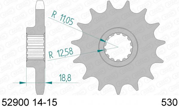 Antriebsritzel, Ritzel Teilung 530, 14 Zähne