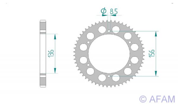 AFAM Kettenrad Alu Teilung 428, Zähne 56