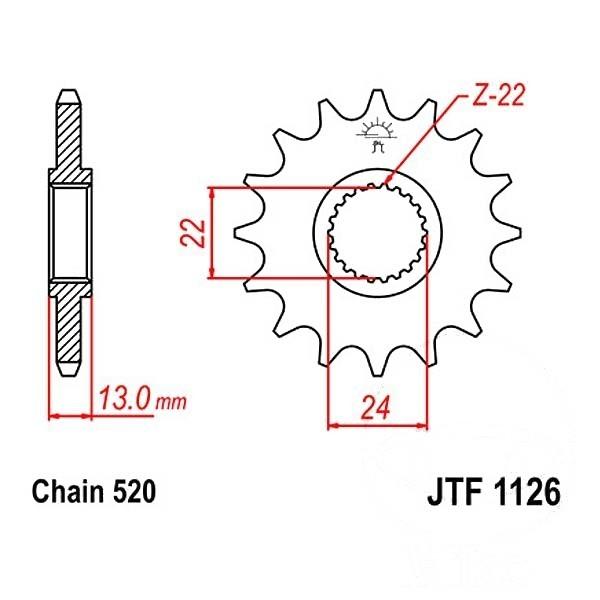 Antriebsritzel, Ritzel Teilung 520, 16 Zähne
