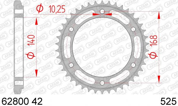 Kettenrad Stahl Teilung 525, Zähne 42
