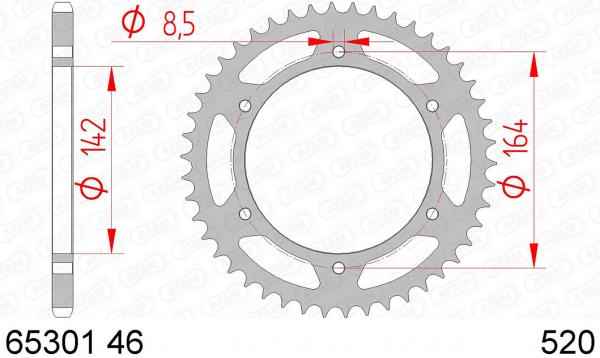 Kettenrad Stahl Teilung 520, Zähne 46