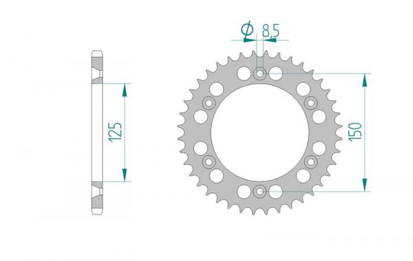 AFAM Schlamm Kettenrad Alu Teilung 520, Zähne 49