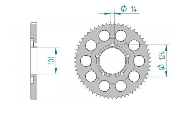 AFAM Kettenrad Alu Teilung 525, Zähne 40