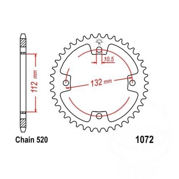 Kettenrad Stahl Teilung 520, Zähne 38