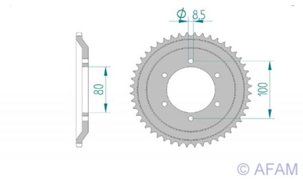 Kettenrad Stahl Teilung 415, Zähne 48
