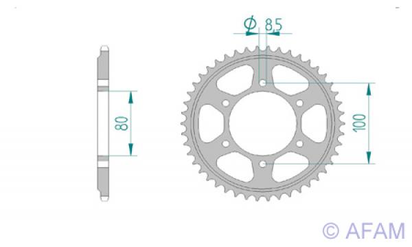 Kettenrad Stahl Teilung 415, Zähne 46