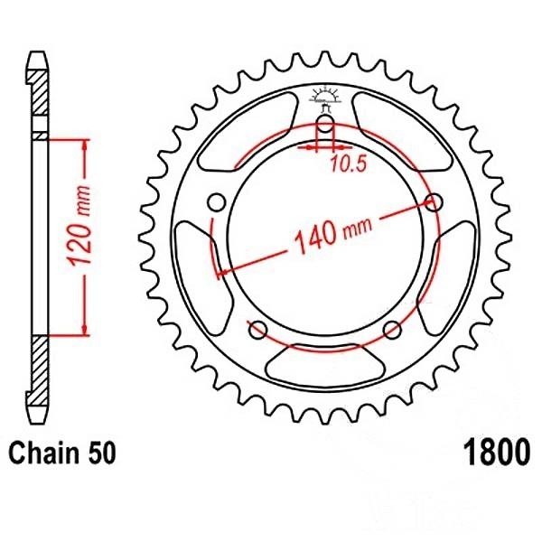 Kettenrad Stahl Teilung 530, Zähne 44