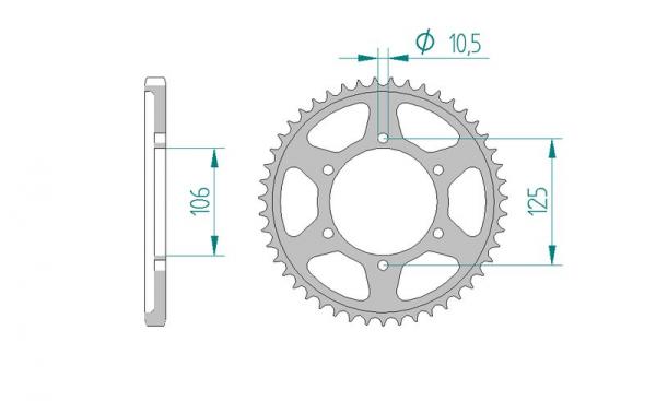 Kettenrad Stahl Teilung 525, Zähne 37