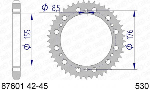 AFAM Kettenrad Alu Teilung 530 TRIUMPH, Zähne 45