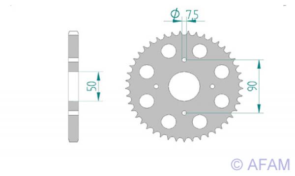 Kettenrad Stahl Teilung 428, Zähne 48