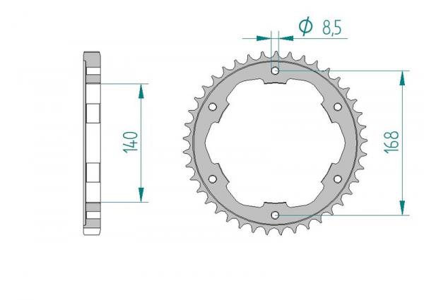 Kettenrad Stahl Teilung 525, Zähne 41