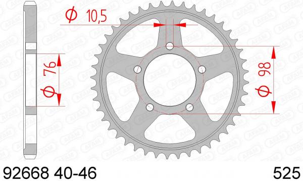 Kettenrad Stahl Teilung 525, Zähne 40