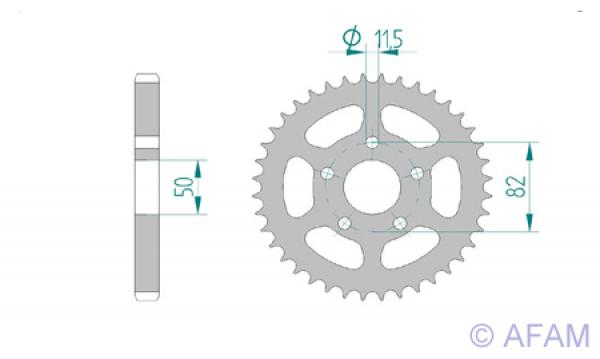 Kettenrad Stahl Teilung 530, Zähne 48