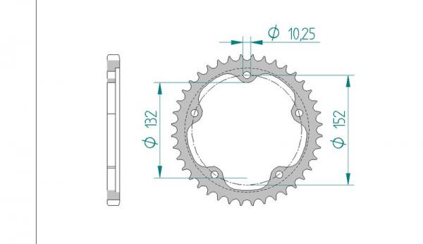 Kettenrad Stahl Teilung 525, Zähne 40