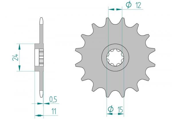 Antriebsritzel, Ritzel Teilung 415, 12 Zähne