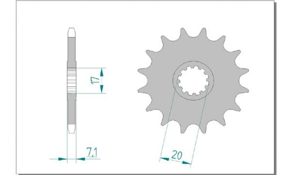 Antriebsritzel, Ritzel Teilung 420, 12 Zähne
