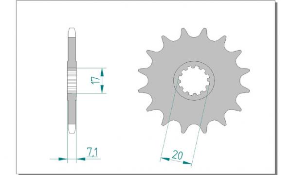 Antriebsritzel, Ritzel Teilung 420, 13 Zähne