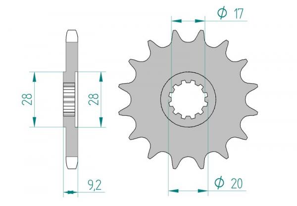Antriebsritzel, Ritzel Teilung 428, 11 Zähne